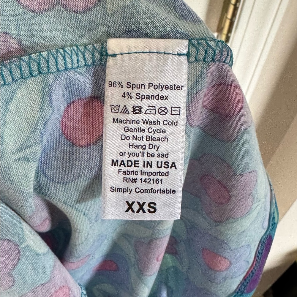 LuLaRoe Julia Blue and Pink Flowered Dress with Mid Length Sleeves - Picture 7 of 9